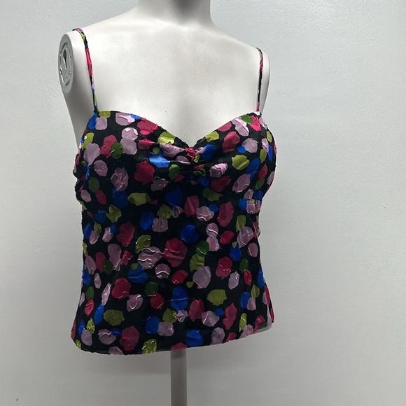 NBD Crop Top Spaghetti Strap Sleeveless Polka Dot Colorful Black Pink Size Small - Picture 1 of 7